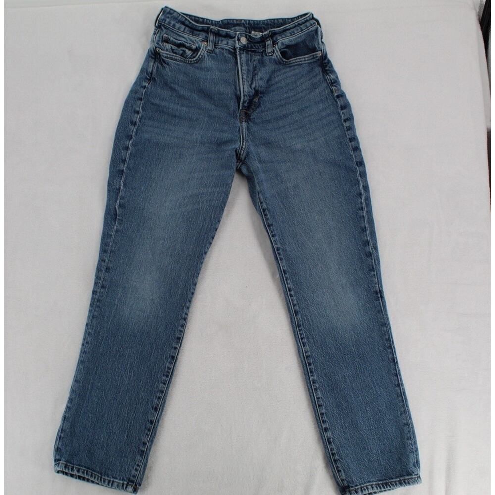 H&M &Denim Womens Mom Jeans Sz 6 Blue High Rise Straight Leg Vintage Wash